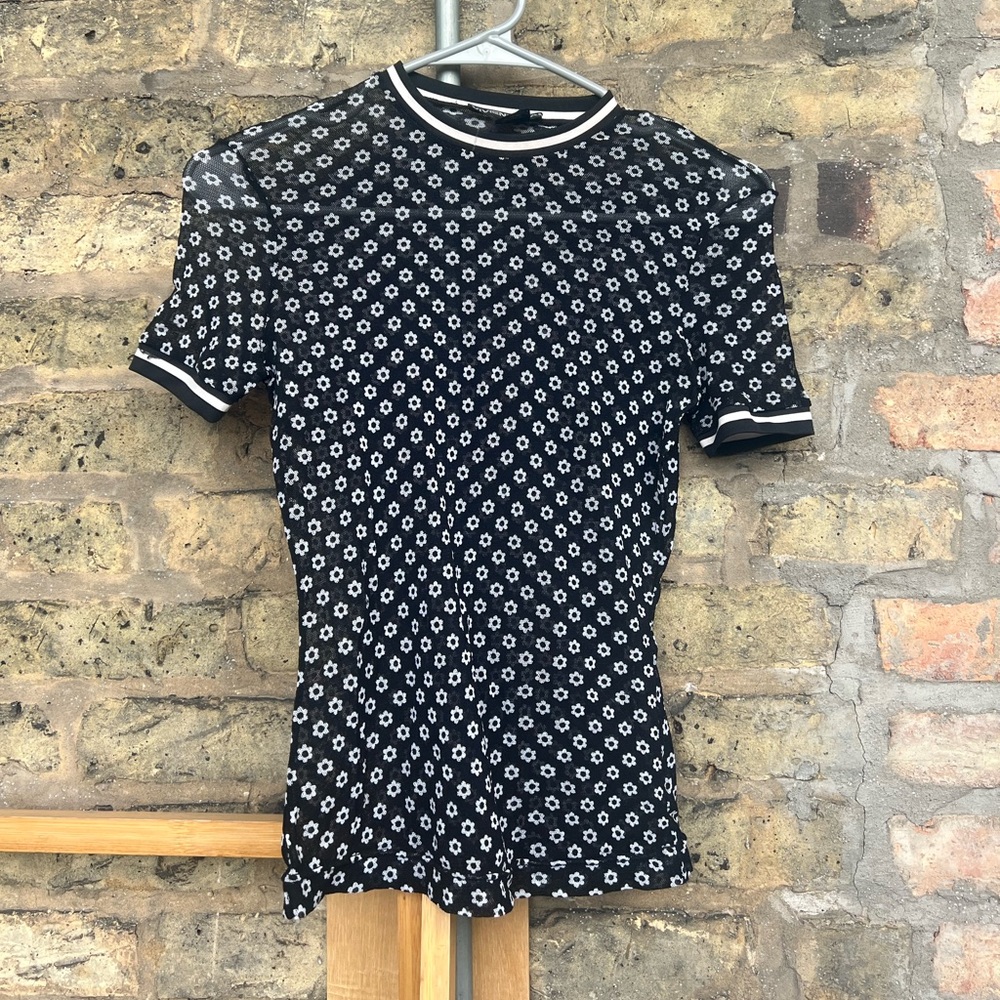 1990s Mesh Daisy Vivienne Tam Short Sleeve Top - Picture 3 of 8